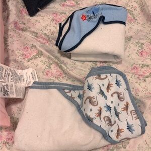 Baby Hooded Towel Set - Blue Dinosaur Design